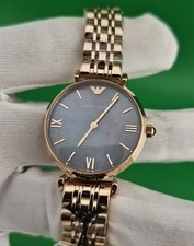 EMPORIO ARMANI WOMEN'S WATCH QUARTZ AR11145 ROSE GOLD STRAP WITH BLACK DIAL UK