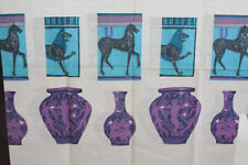 Vintage 1950's designer fabric Lion horse Greek urn cool retro E