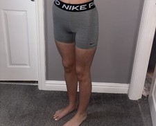 WOMENS NIKE PRO SHORTS UK S GREY SPORTS GYM DRI-FIT ACTIVEWEAR