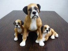 Collectable Boxer Dog With 2 Puppies & Pups Figurine Figure Ornament 13cm
