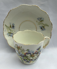Vintage Rosina Queens Tea Cup & Saucer blue anemones & white narcissi