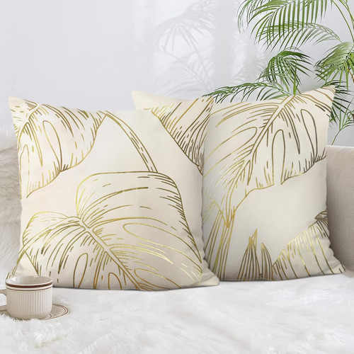 Gold leaves cushion covers - leaves,