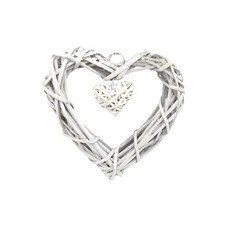 Beige Wicker Heart Hanging