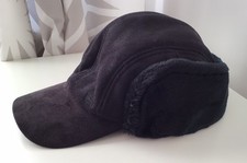 Mens M&S Cap Trapper Hat Black Suede Effect Size XL Fleece Lined Marks & Spencer