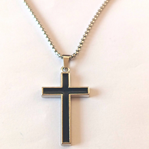 Silver tone black inlay - black,