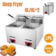 LPG Natural Gas Commercial 6L Single/Double Tank Gas Fryer Catering Frying Tool