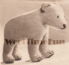 Knitting Pattern Vintage 1940s Toy Bear Polar Bear. 1940s. Make with oddments.