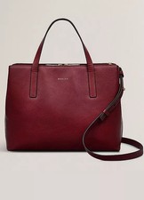 Radley Dukes Place Medium Leather Zip Top Compartment Grab Bag in Cranberry BNWT