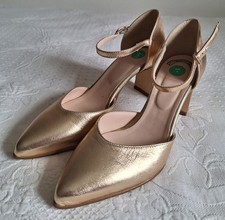 Women's Heels Sandals Leather Gold Size UK 4/37