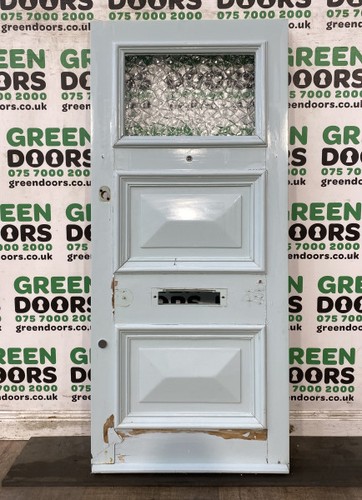 Retro wooden front door - front,