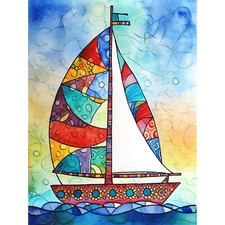 Sailboat with flower pattern - sailboat,