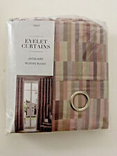 NEXT JACQUARD FULLY LINED EYELET CURTAINS BLOCKS PATTERN 117X137CM 46X54"