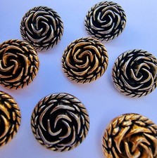 CELTIC ROSE METAL BUTTONS – SILVER AND GOLD, 18MM, FLOWER, LADIES, CARDIGAN, UK