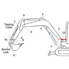 Pin (Position 2) for Kubota K008-3, U10-3 Mini Excavator - Replaces RA021-66560