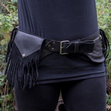 Leather Utility Tassel Belt Pouch Biker Steampunk Larp Festival Bum Bag Fanny
