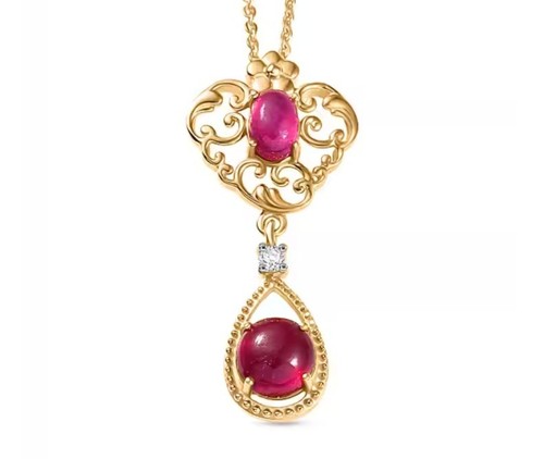 Silver pendant ruby genuine - silver,