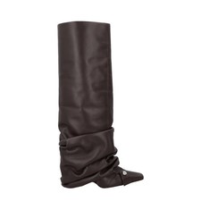 ATTICO Womens Juno Knee High Boots Leather Point Toe Stiletto Brown UK 7 RRP1466