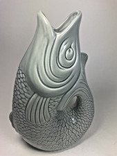 The Gift Company  Grey Glug Fish Jug Monsieur Carafon Dartmouth Pottery Style