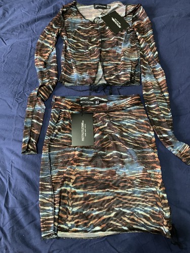 Plt brown tiger print mesh - print,