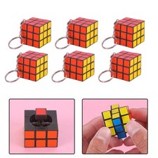 6pcs 3D Magic Cube Shape Keyring Gift Rubiks Cube Magic Cube Rubic Mind Game
