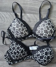 2 x Ex M S x Ladies Bras 34B Black lightly Padded Bralette