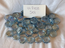 44pc Blue Iridescent Glass