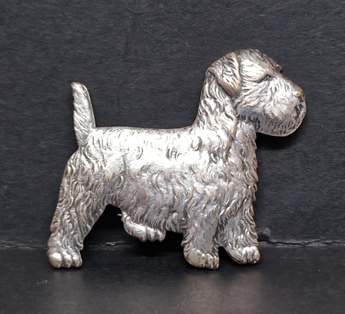 Vintage terrier dog brooch - dog, /