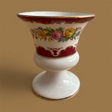 Crown Staffordshire Fine Bone China Maroon Floral Display Trumpet Mini Vase.