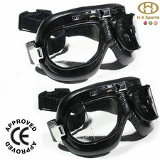 Retro Motorcycle Motorbike Aviator Goggles Glasses Vintage Outdoor Leather UK