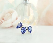 3ct Simulated Blue Tanzanite Trilogy Unique Engagement Ring White Gold Plated