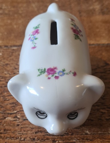 Vintage floral ceramic piggy - vintage,
