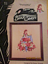 Poinsettia Flower Angel Counted Cross Stitch Chart Black Swan Karen Weaver