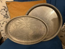 Vintage Metal Round Trays X 2