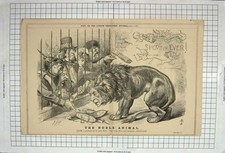 Original Old Antique Print 1871 Noble Animal Comic Newspaper 19th