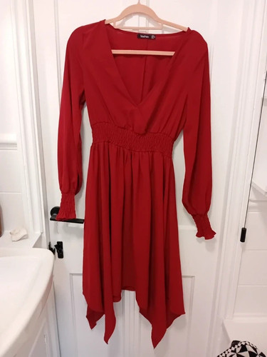 Red neck midi dress - midi,
