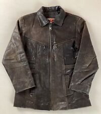 Vintage Leather Biker Jacket Motorcycle Jacket Goatskin Brown Ladies’ Size M