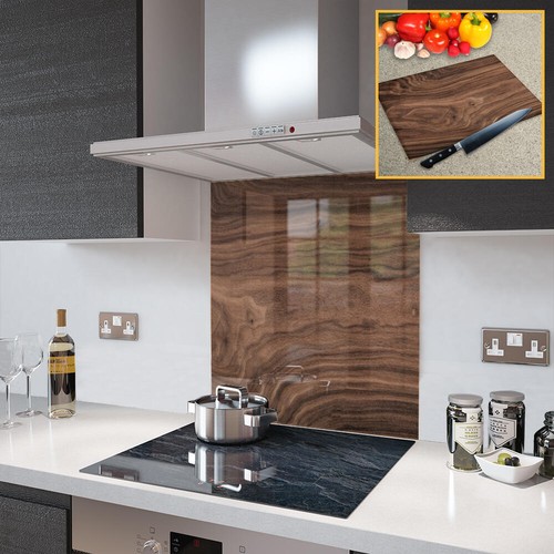 Glass splashbacks black - black, walnut