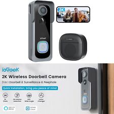 ieGeek Upgraded 2K HD WiFi Video Doorbell Camera Wireless with Battery Chime UK