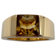 Cartier Vintage Vivid Yellow Citrine 18k Yellow Gold Tank Band Solo Ring EU49