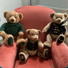 3 Harrods Christmas Bears Perfect,  1998, 1999, 2000 (millennium with tag)