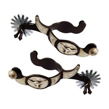 Stainless , West Cowboy Horse Boot Decoration with Gear for Boots Dark Brown