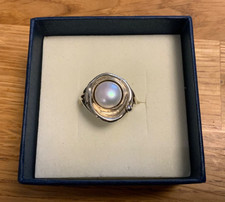Israel Hagit Gorali hand made solid silver ring with pearl size O1/2