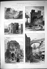 Old 1887 Newcastle-Upon-Tyne Castle Railway Viaduct Dean Street Black Victorian