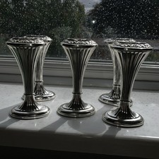 5 Vintage Silver Plated Posy Holders