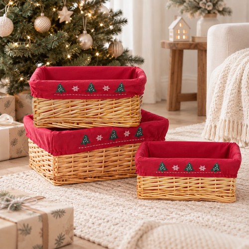 Red lined honey wicker - red,