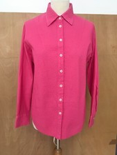 NEW Yacco Maricard pink cotton pintuck shirt blouse long sleeve S