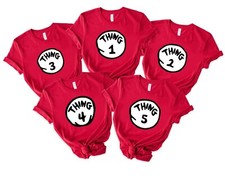 Thing One 1 Shirt Thing Two 2 TShirt Couples Funny Costume Twins Fancy Dress Top