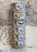 Pillivuyt - Set of Six "Les Volutes" porcelain floral ramekins 8.5cm diameter