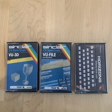 3 X Sinclair Zx Spectrum Software Cassettes - VU-File, VU - 3D, Horizons