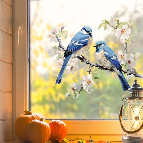 1pc blue tree - branch, birds